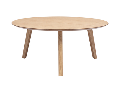 Table basse ronde scandinave bois clair ch&ecirc;ne D90 cm ORKAD