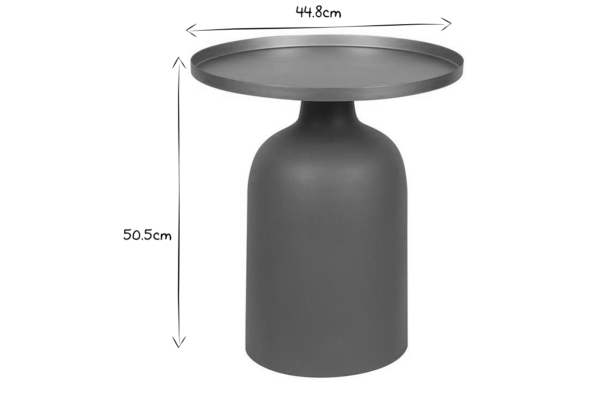 Table d'appoint design ronde en m�tal bleu p�trole mat et plateau dor� RAMSES