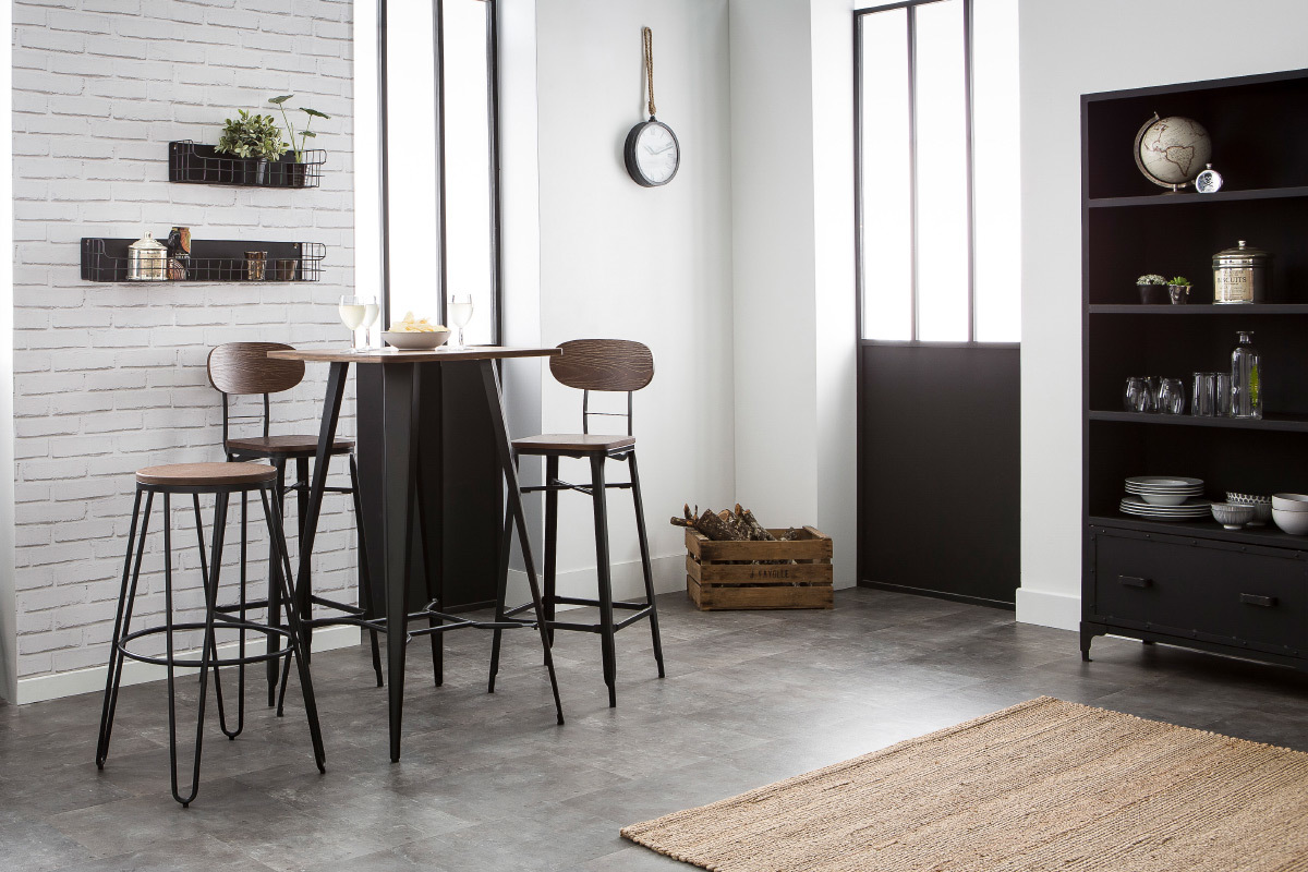 Table de bar m�tal noir L60 cm HOCKER