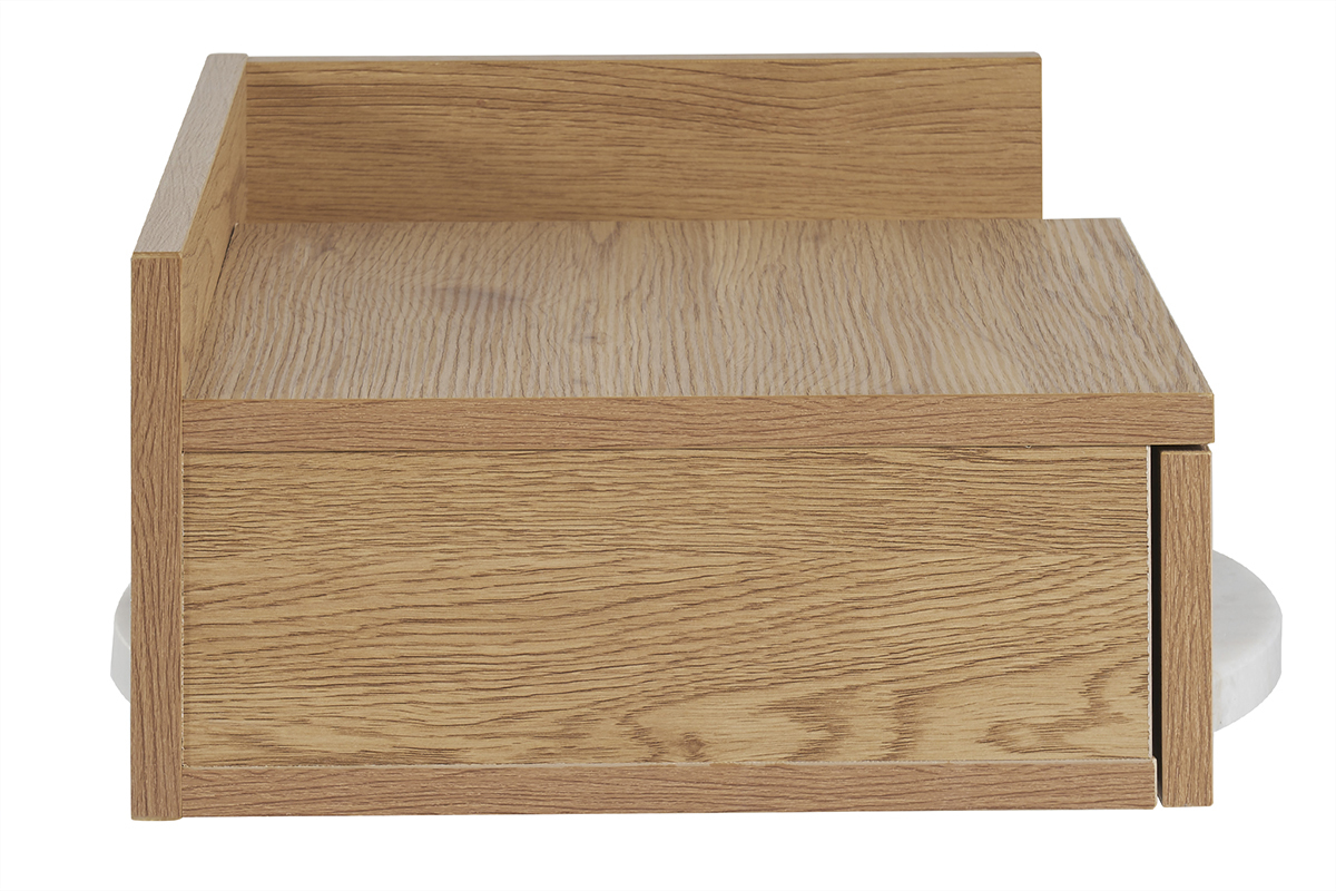 Table de chevet murale finition bois ch�ne clair avec tiroir NASTY