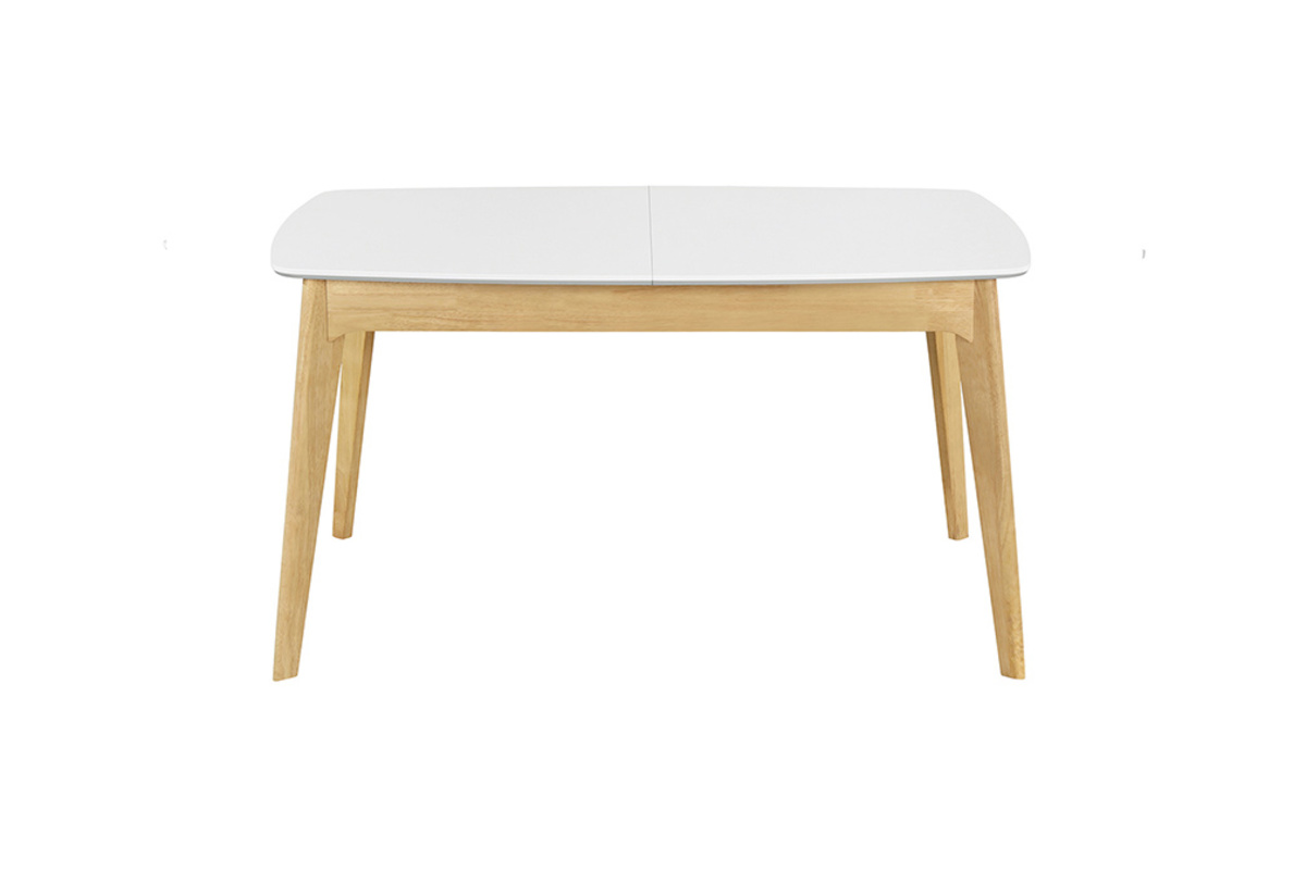 Table extensible rallonges int�gr�es rectangulaire blanc et bois L140-180 cm MEENA