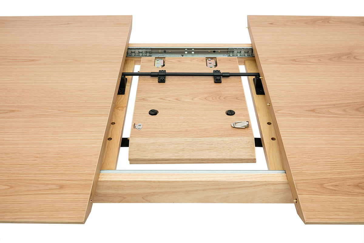 Table extensible rallonges int�gr�es rectangulaire en bois clair ch�ne L140-170 cm ANK