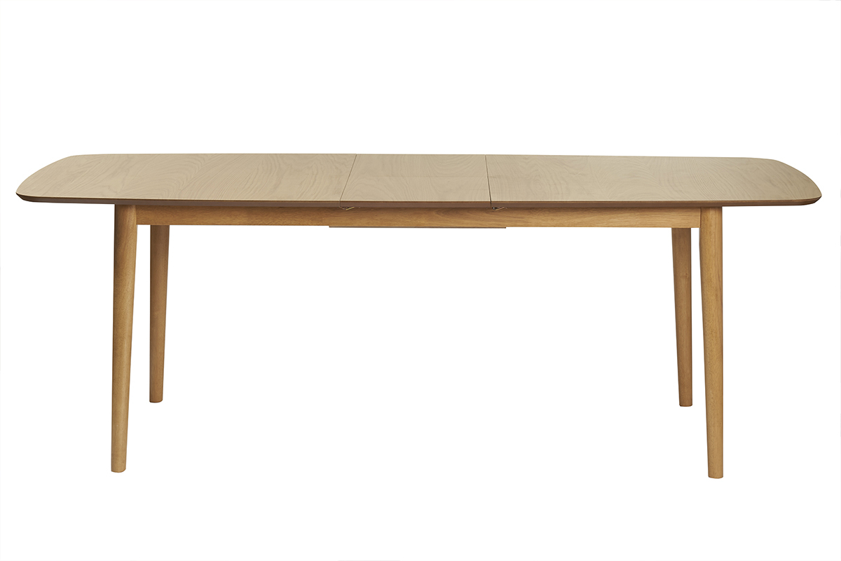 Table extensible rallonges int�gr�es rectangulaire en bois clair ch�ne L180-220 cm EGO