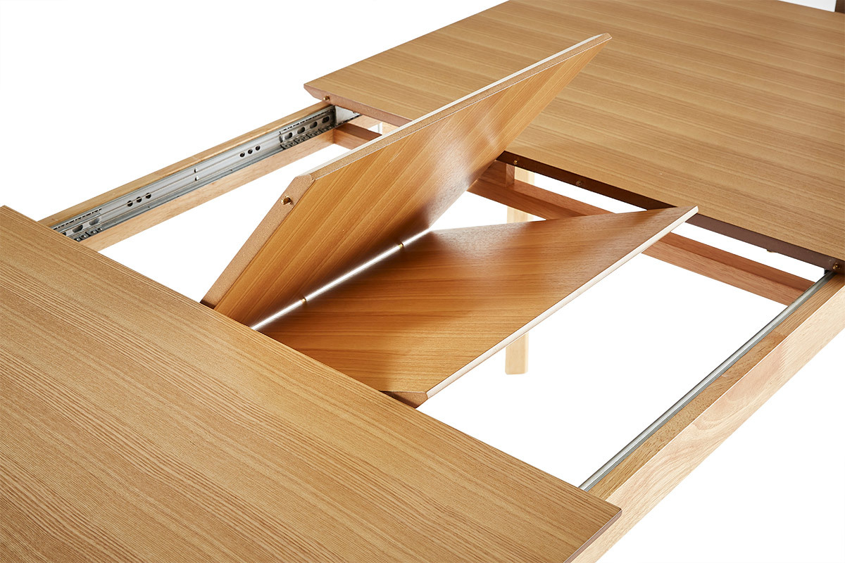 Table extensible rallonges int�gr�es rectangulaire en bois clair fr�ne L160-210 cm BONAVISTA
