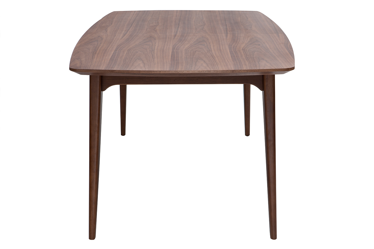 Table extensible rallonges int�gr�es rectangulaire en bois fonc� noyer L180-230 cm FIFTIES