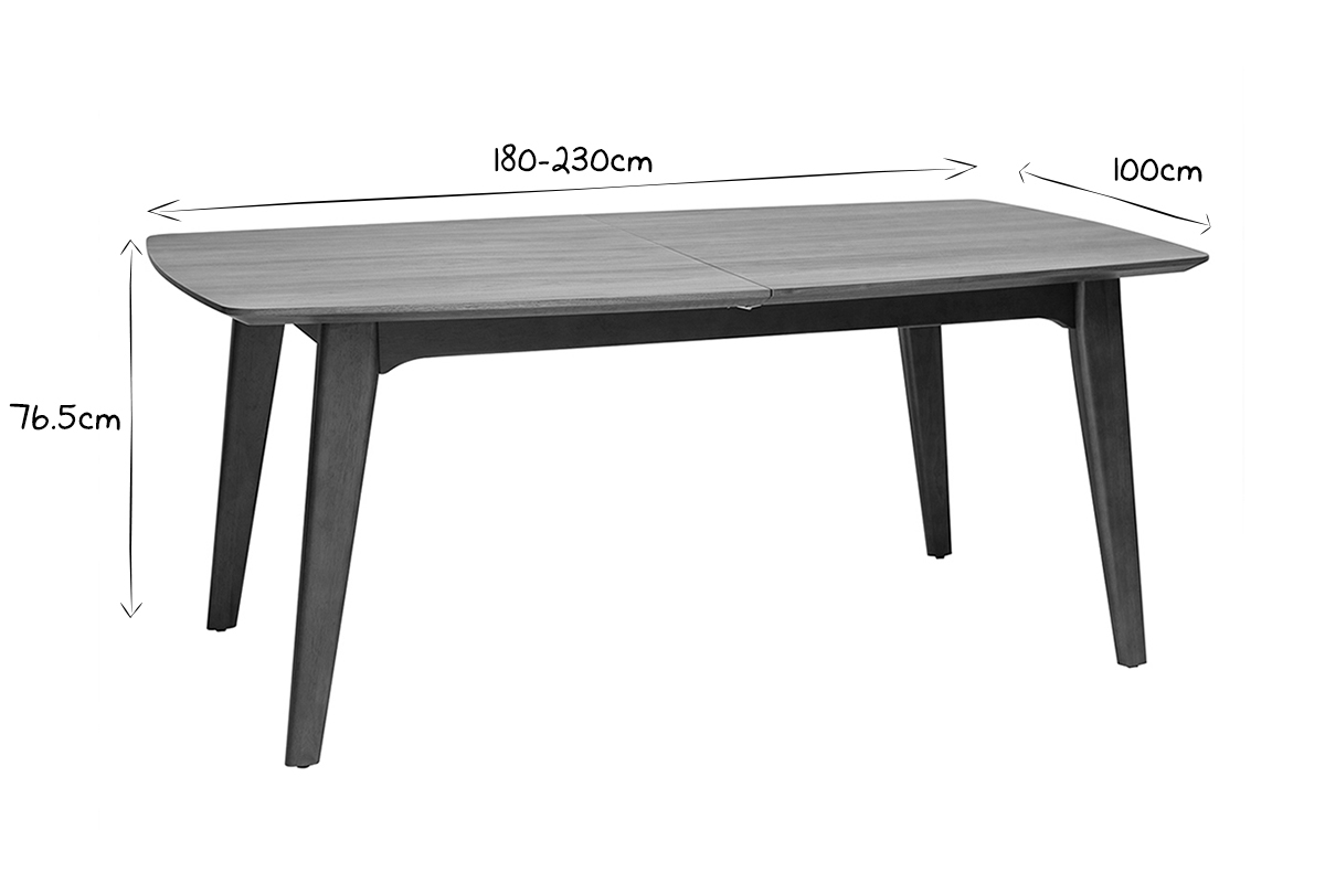 Table extensible rallonges int�gr�es rectangulaire en bois fonc� noyer L180-230 cm FIFTIES