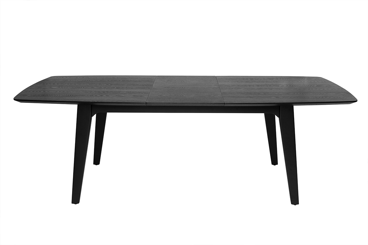 Table extensible rallonges int�gr�es rectangulaire en bois noir fr�ne L180-230 cm FIFTIES