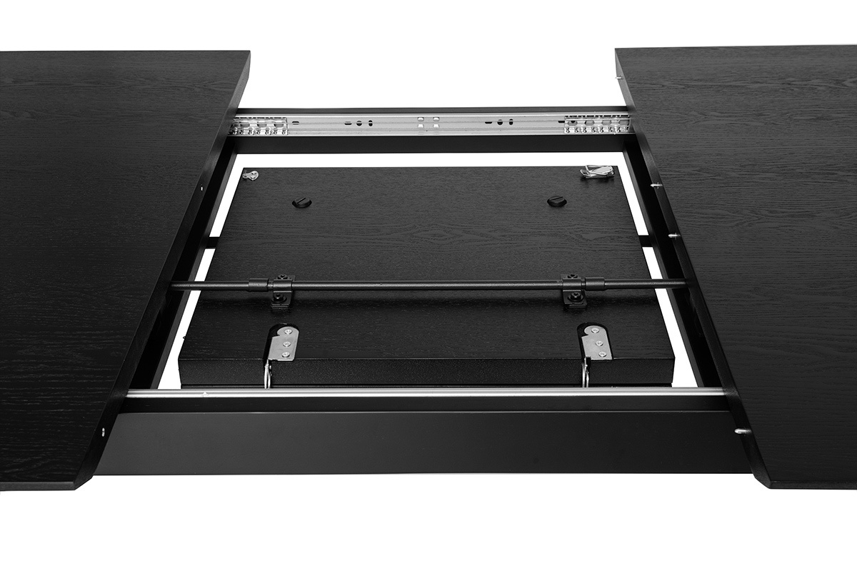 Table extensible rallonges int�gr�es rectangulaire en bois noir fr�ne L180-230 cm FIFTIES