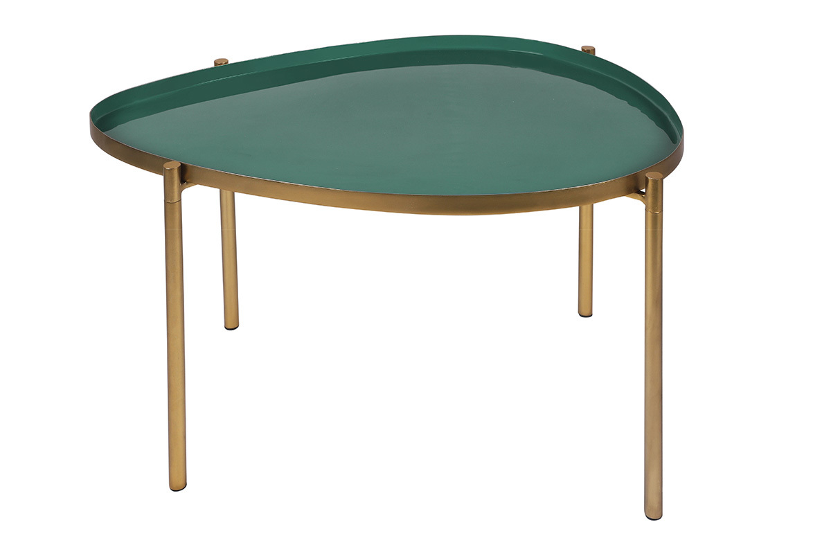 Tables basses gigognes laqu�es vert-cyan et vert (lot de 3) ZURIA