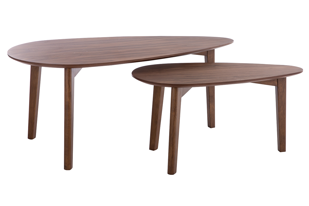 Tables basses gigognes scandinaves bois fonc� noyer (lot de 2) ARTIK