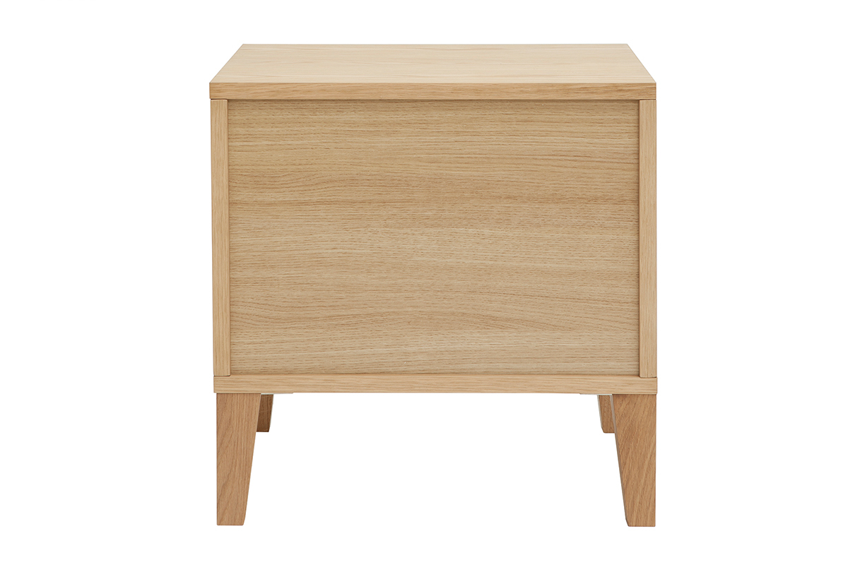 Tables de chevet avec rangements 2 tiroirs scandinave bois clair ch�ne (lot de 2) FREDDY