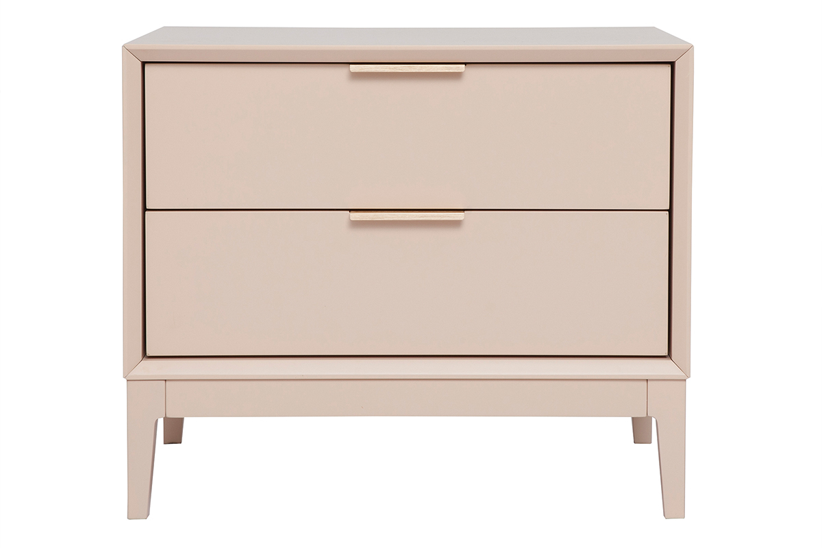 Tables de chevet rose et m�tal dor� avec rangements (lot de 2) GIANA