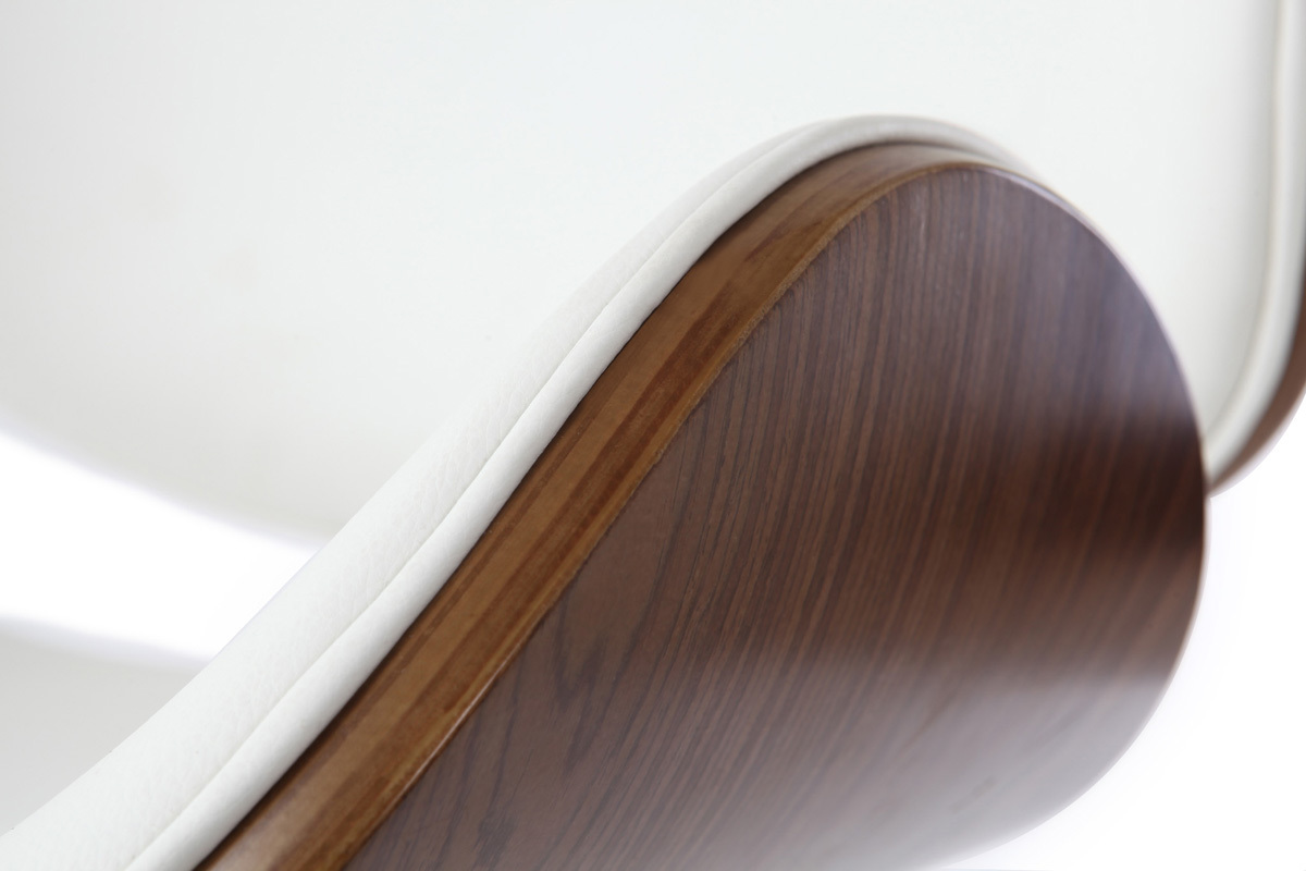 Tabouret de bar design blanc et bois fonc� WALNUT