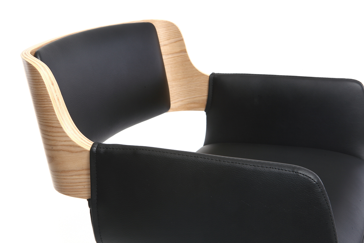 Tabouret de bar design polyur�thane noir et bois clair RAY