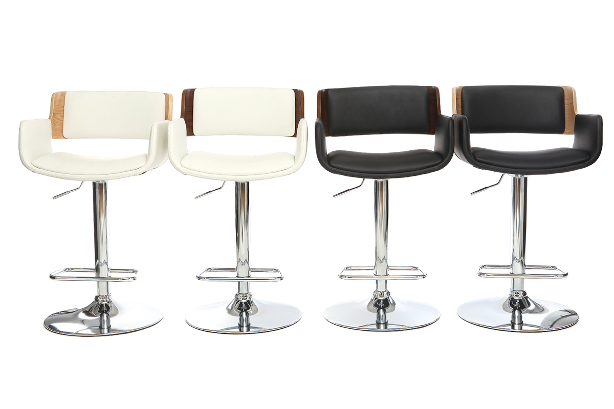 Tabouret de bar design polyur�thane noir et bois clair RAY