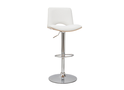 Tabouret de bar design r&eacute;glable blanc et bois clair PANACH