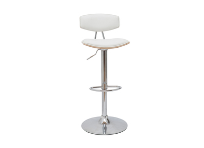 Tabouret de bar design r&eacute;glable blanc et bois clair VASCO
