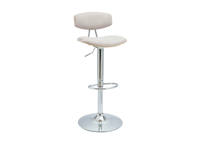 Tabouret de bar design r&eacute;glable en tissu effet velours textur&eacute; beige et m&eacute;tal VASCO