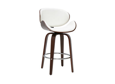 Tabouret de bar pivotant blanc et bois fonc&eacute; 65 cm WALNUT