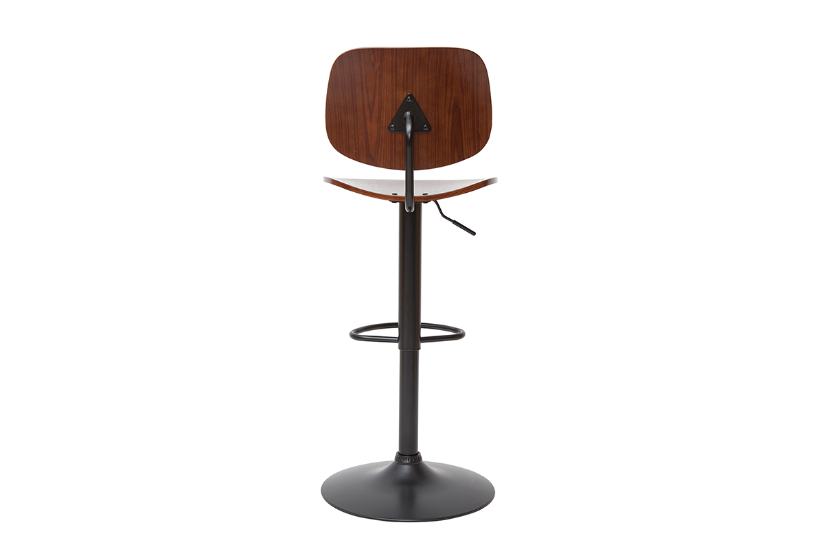 Tabouret de bar relevable noyer et m�tal noir TOBIAS