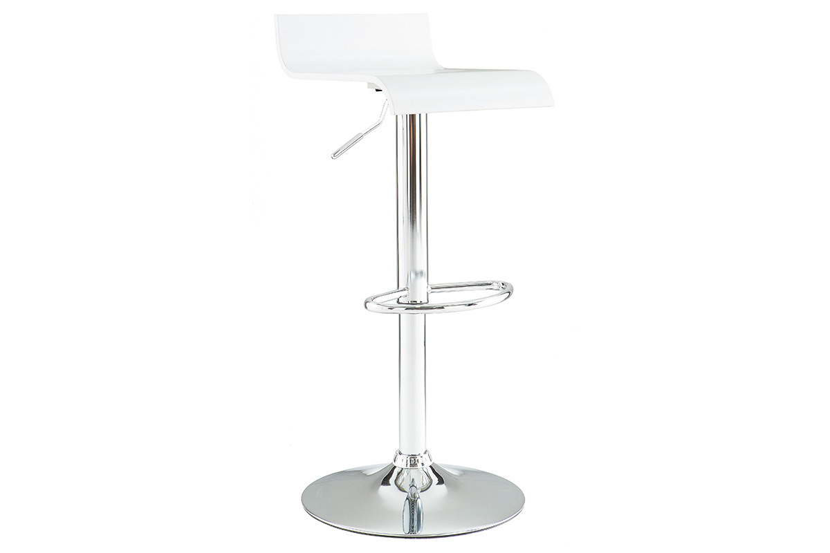 Tabourets de bar design blancs et acier chrom� (lot de 2) SURF V2