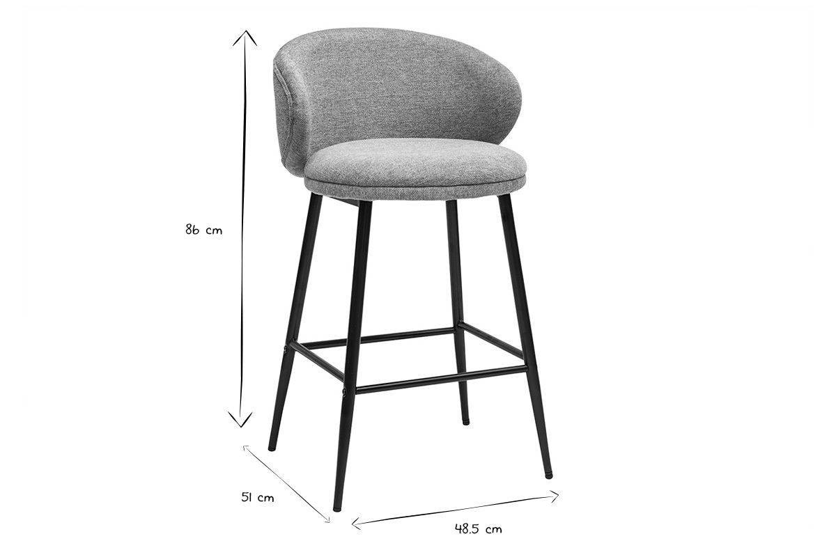 Tabourets de bar design en tissu effet velours textur� vert c�ladon et m�tal noir (lot de 2) ROSALIE
