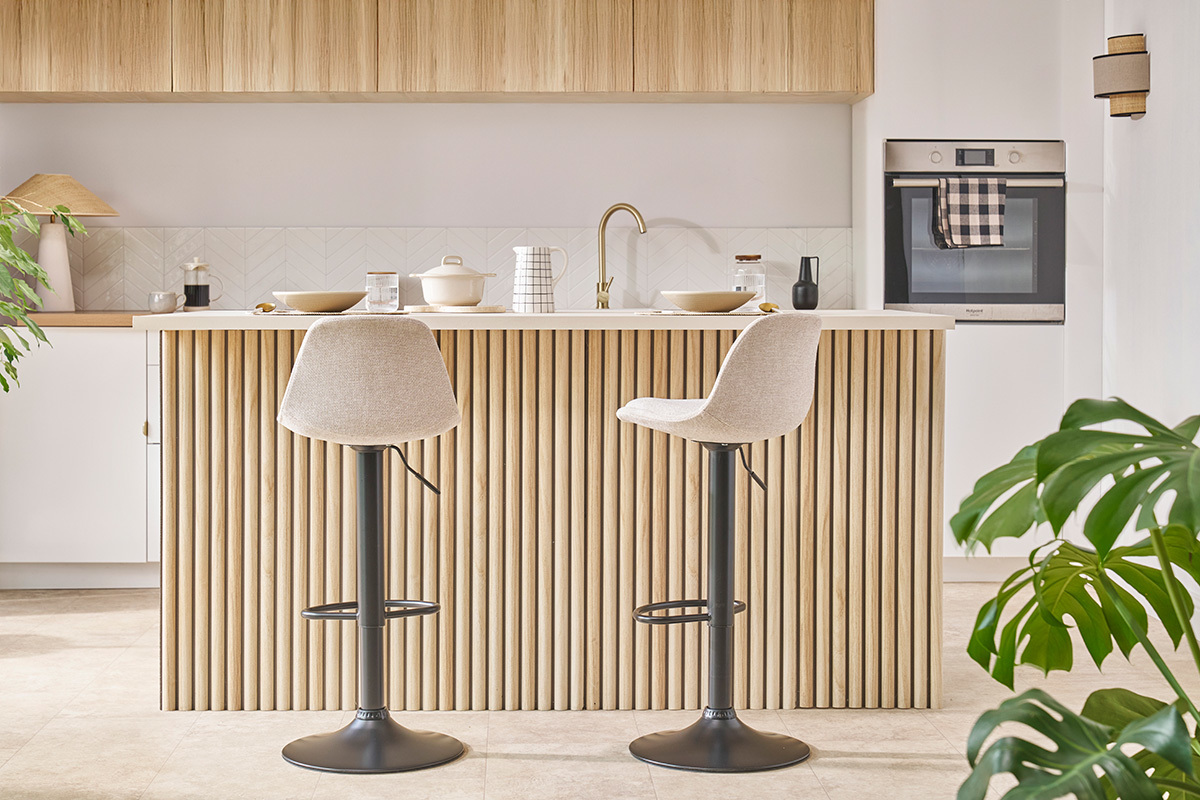 Tabourets de bar design gris clair (lot de 2) STEEVY