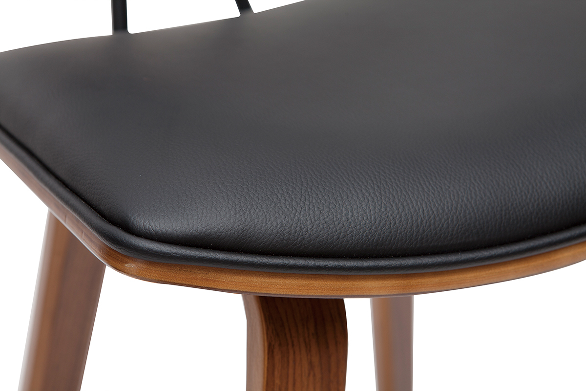 Tabourets de bar design noir et bois fonc� H69 cm (lot de 2) VASCO
