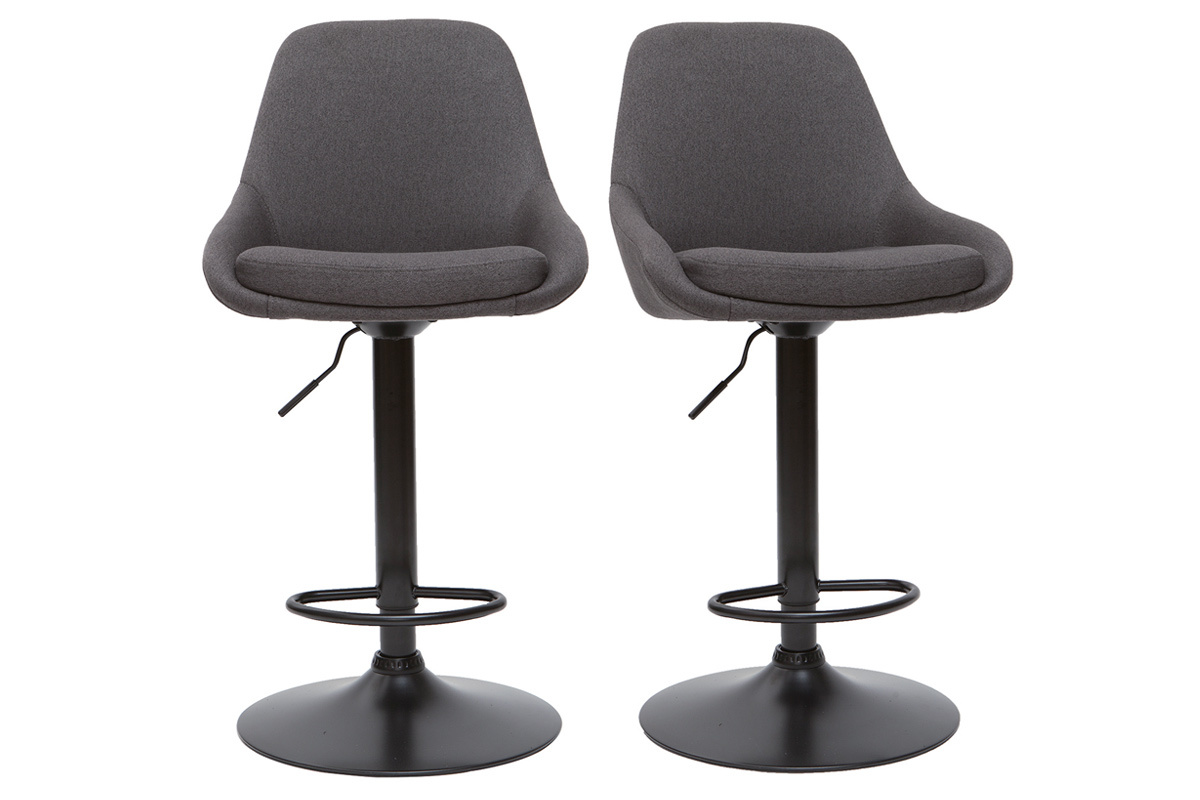 Tabourets de bar design r�glables gris fonc� (lot de 2) HOLO
