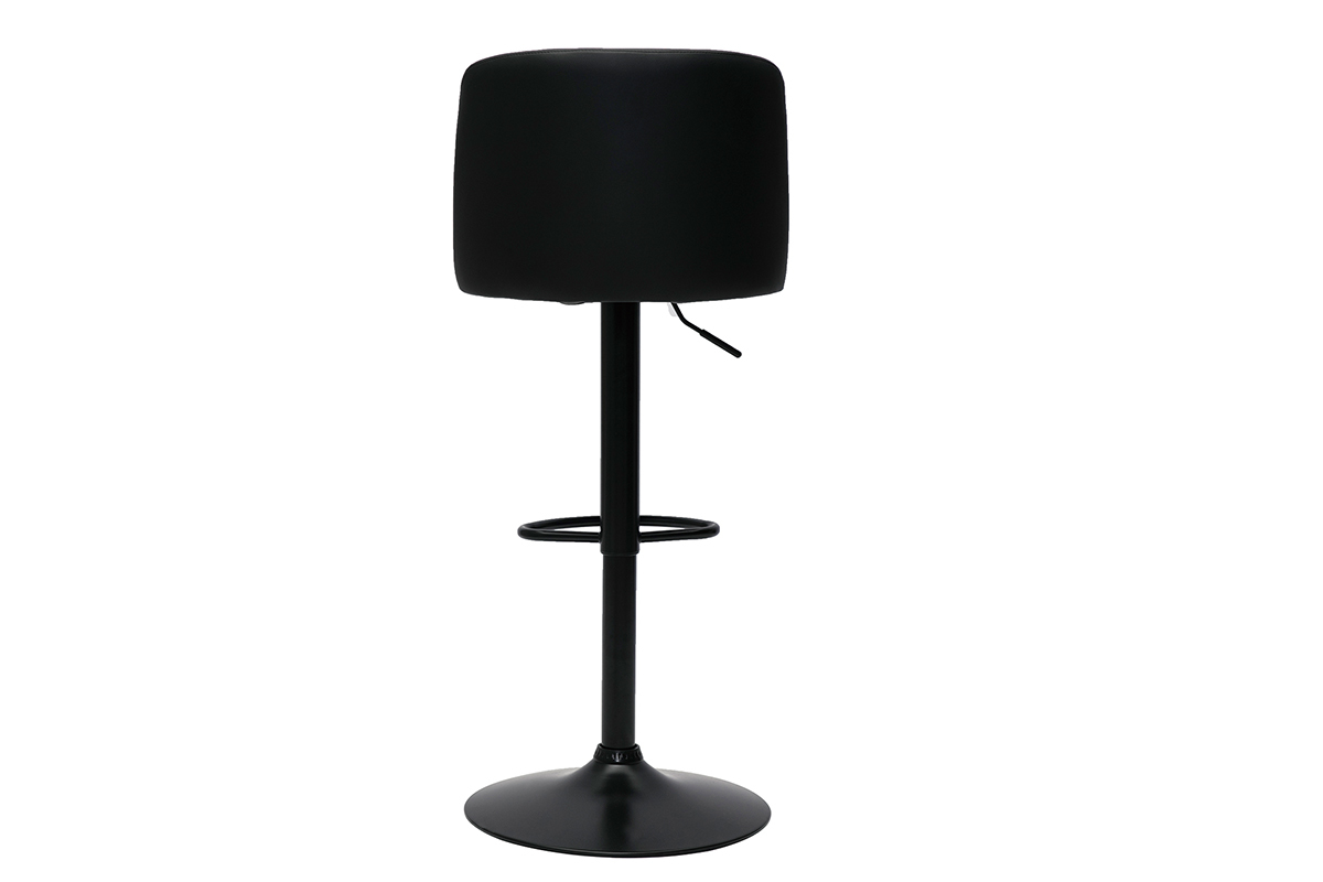 Tabourets de bar design r�glables noirs et m�tal noir (lot de 2) MONTI