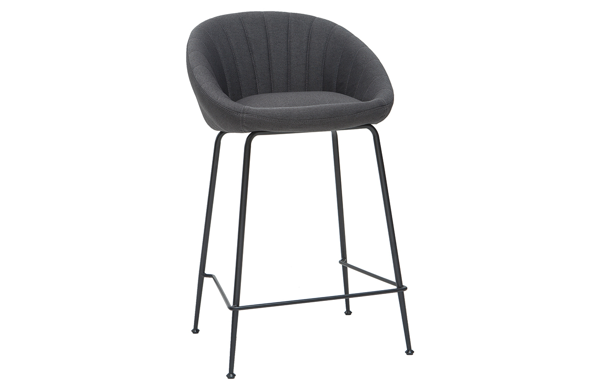 Tabourets de bar design tissu gris fonc� 65 cm (lot de 2) SHERU
