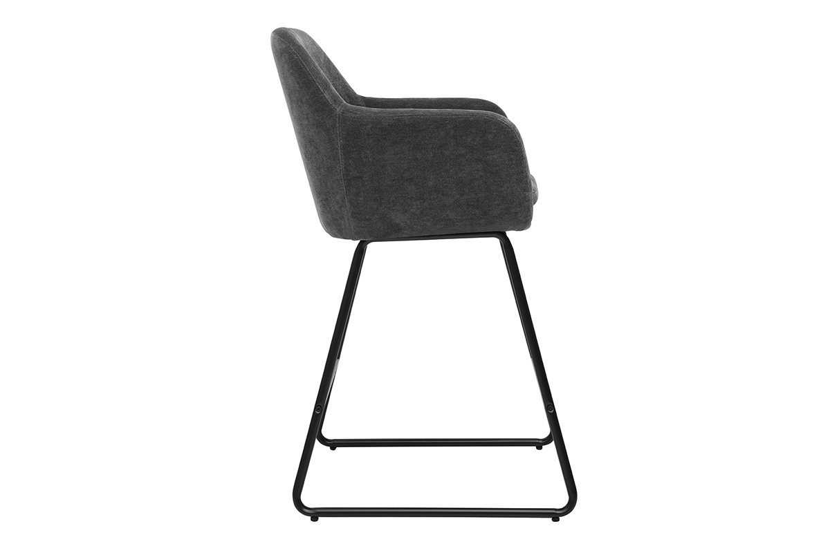 Tabourets de bar effet velours gris fonc� H65 cm (lot de 2) AMIKA