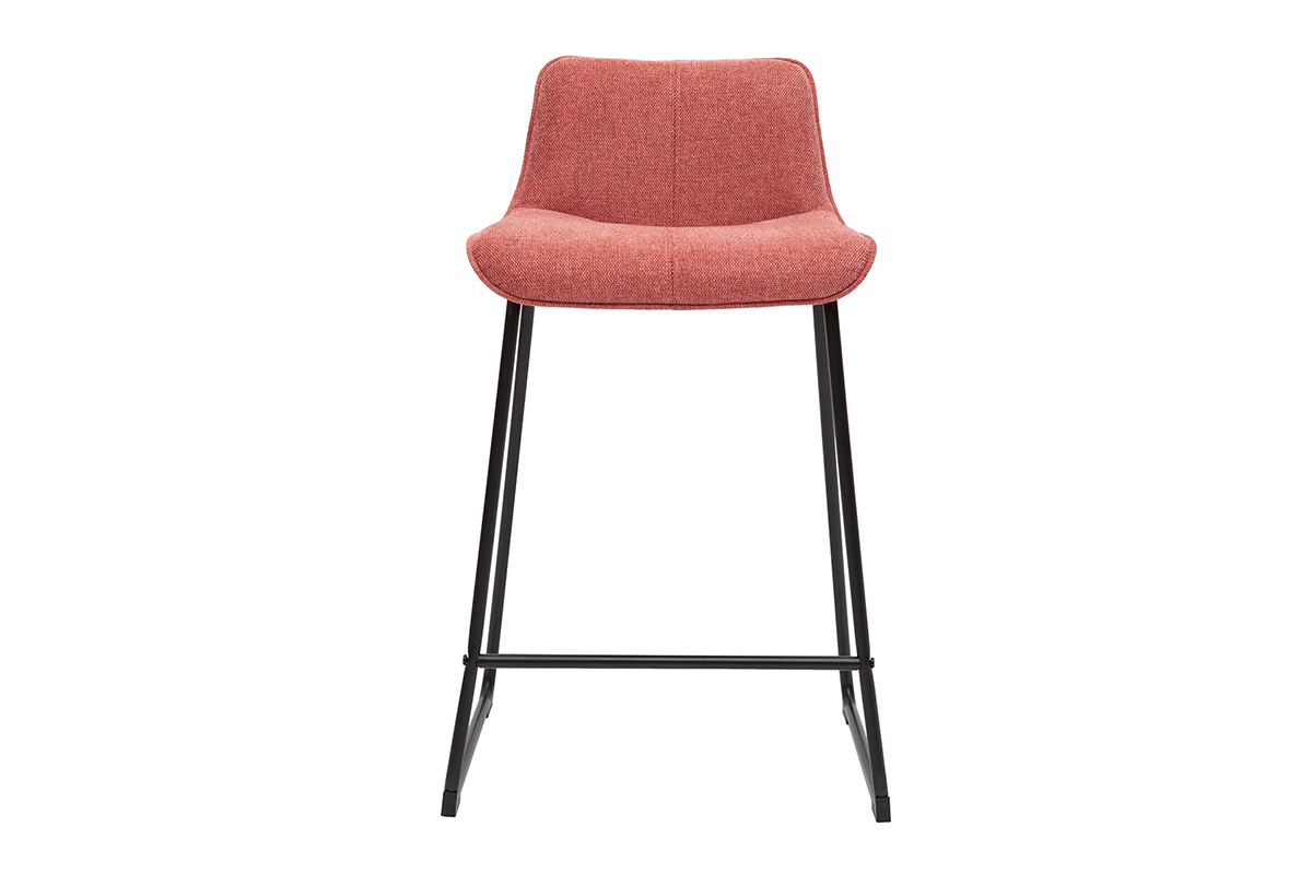 Tabourets de bar en tissu effet velours textur� terracotta et m�tal H65 cm (lot de 2) BOOST