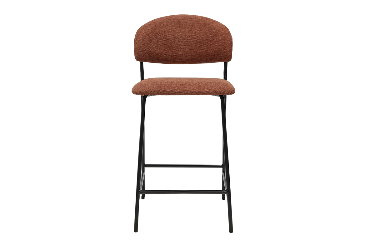 Tabouret de bar en tissu effet velours terre br�l�e, vue de face.