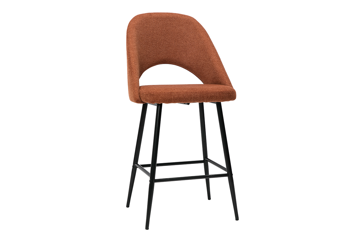 Tabourets de bar en tissu effet velours textur� terre br�l�e H65 cm (lot de 2) COSETTE