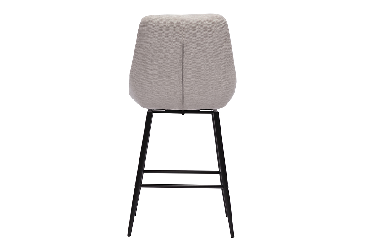 Tabouret de bar en tissu beige et m�tal, vue de dos