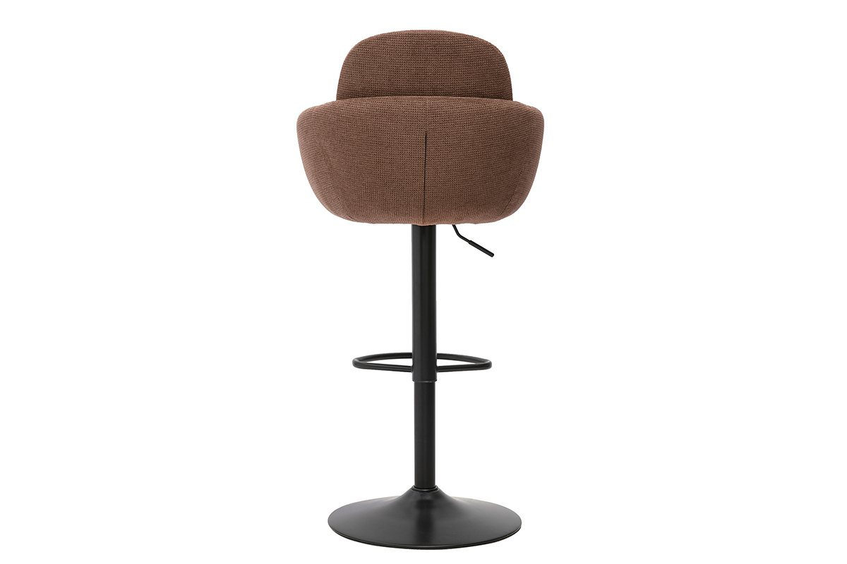 Tabouret de bar r�glable pivotant 360� en tissu chenille terre br�l�e, vue arri�re