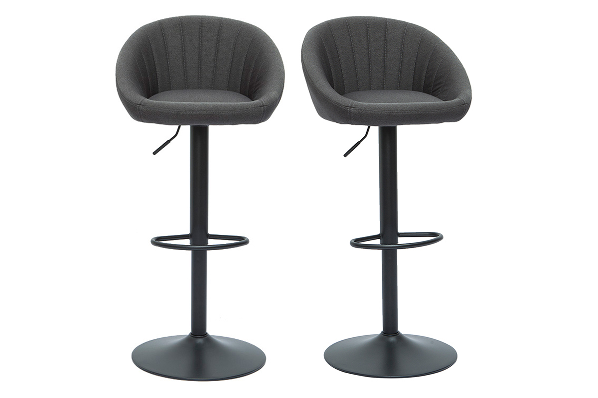 Tabourets de bar r�glables design gris anthracite (lot de 2) SHERU