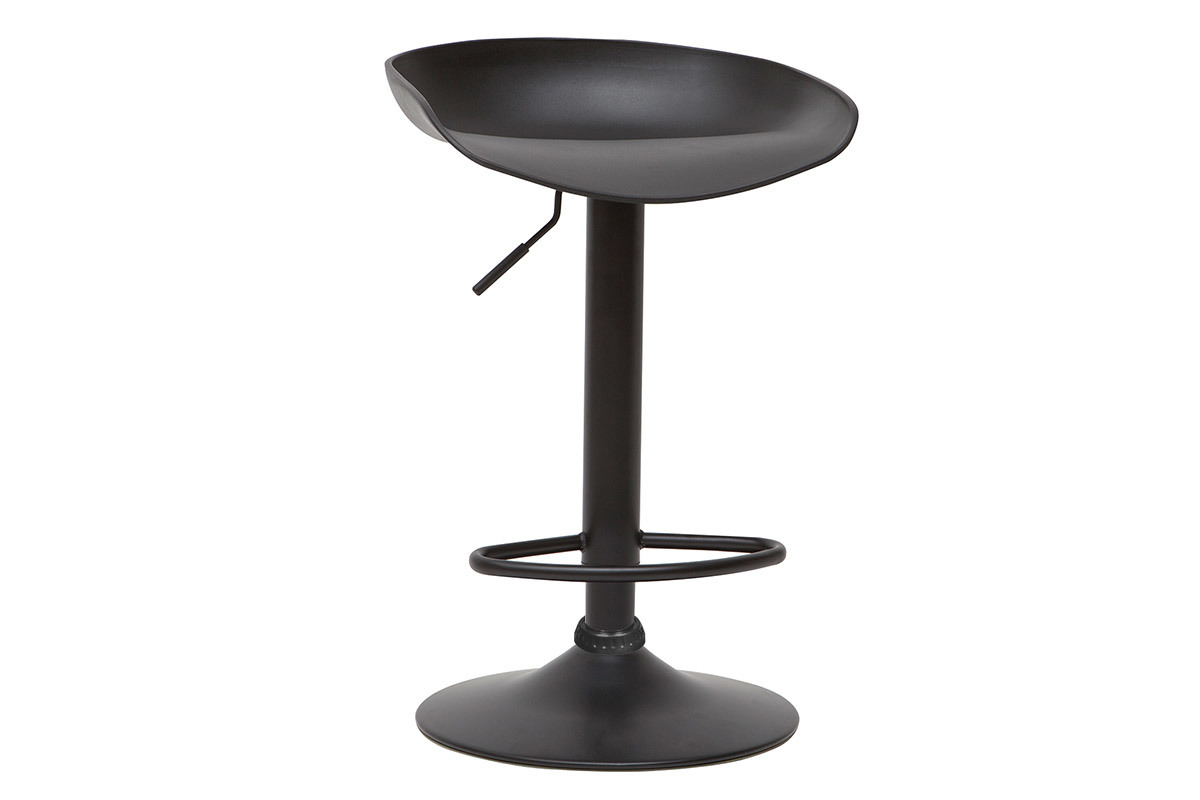 Tabourets de bar r�glables design noirs H65 cm (lot de 2) PEBBLE