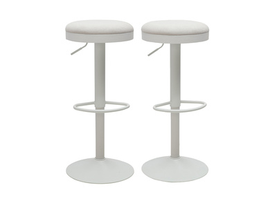 Tabourets de bar r&eacute;glables en tissu chenille &eacute;cru et m&eacute;tal (lot de 2) THOR
