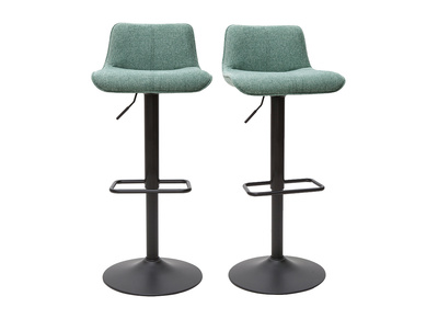 Tabourets de bar r&eacute;glables en tissu effet velours textur&eacute; vert c&eacute;ladon et m&eacute;tal (lot de 2) BOOST