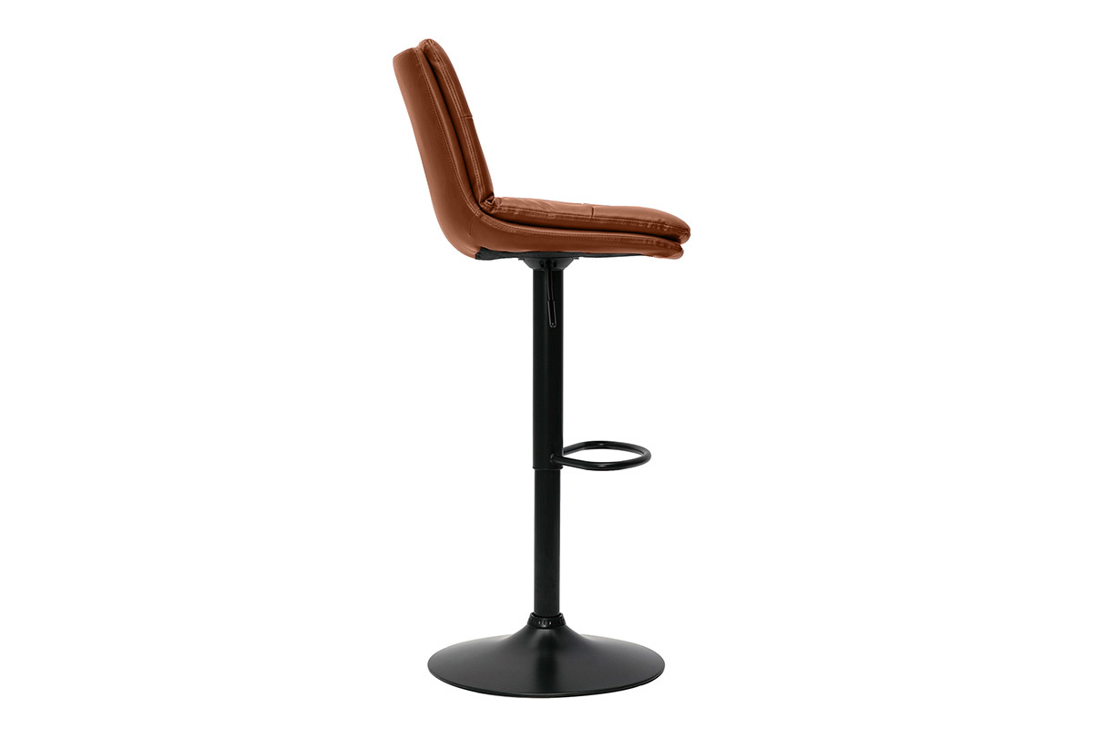 Tabourets de bar r�glables marrons et m�tal noir (lot de 2) ZUCK