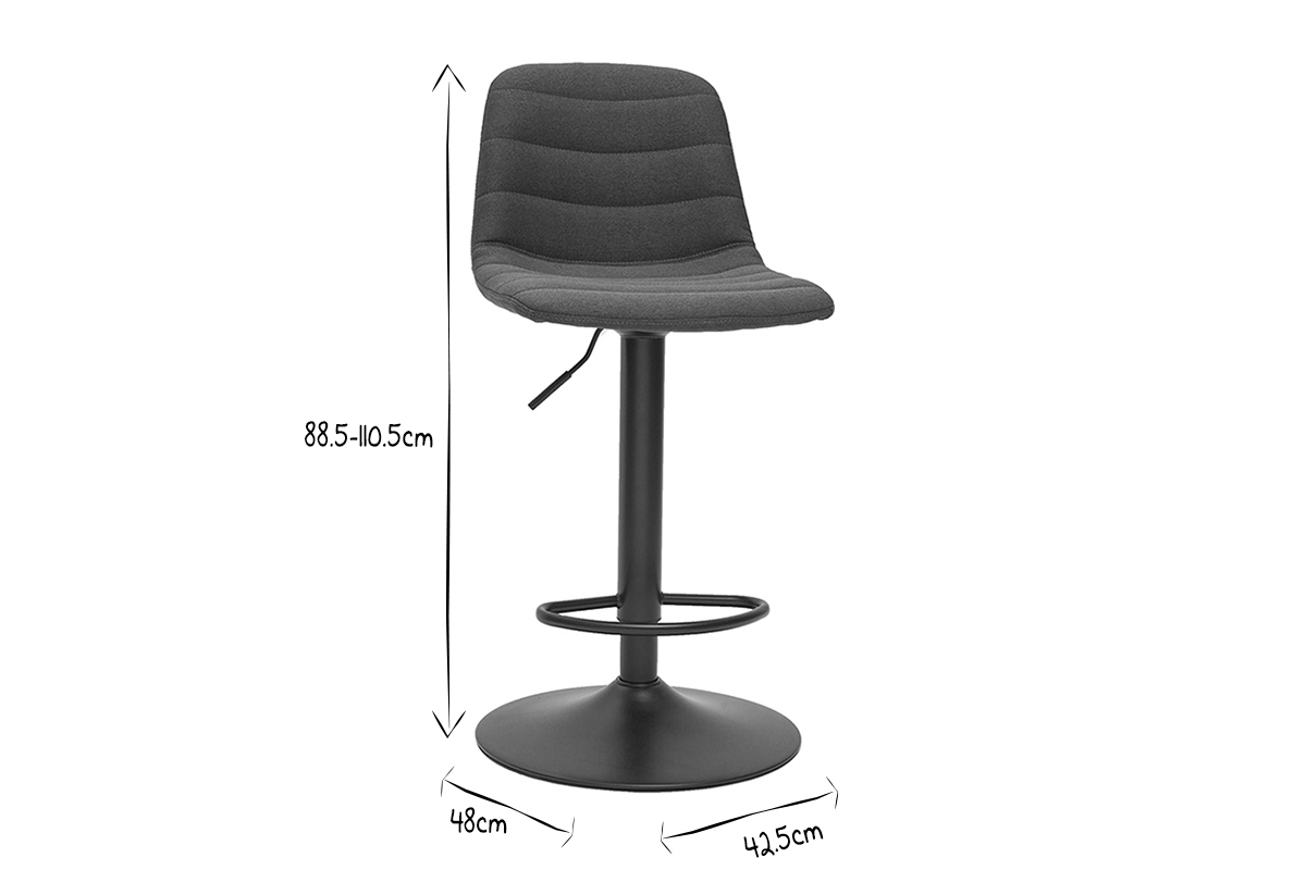 Tabourets de bar r�glables pivotants 360� en tissu et m�tal bleu canard (lot de 2) SAURY