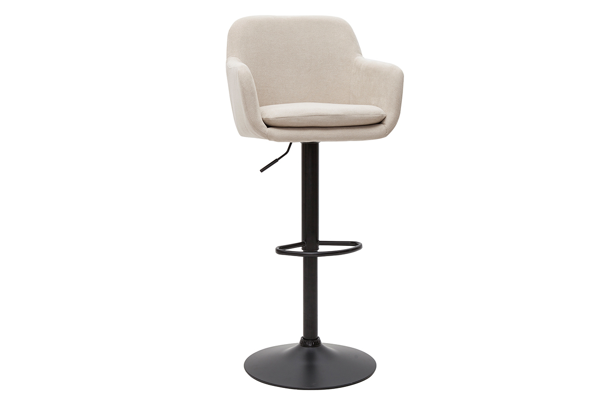 Tabourets de bar r�glables tissu effet velours beige et m�tal (lot de 2) AMIKA