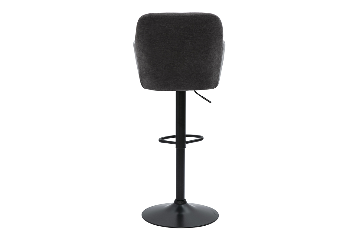Tabouret de bar AMIKA gris fonc�, vue arri�re, pied en m�tal noir.