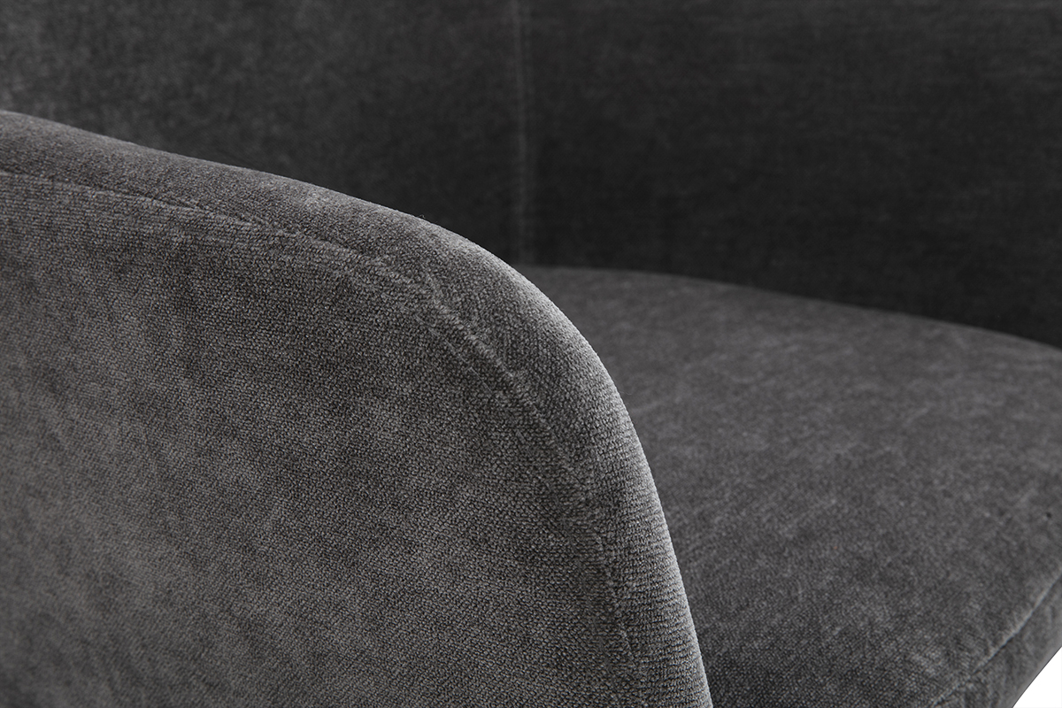 Gros plan sur le tissu effet velours gris fonc� d'un tabouret de bar AMIKA.