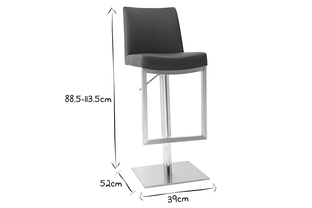 Tabourets de bar relevables noir et acier chrom� (lot de 2) KYLE