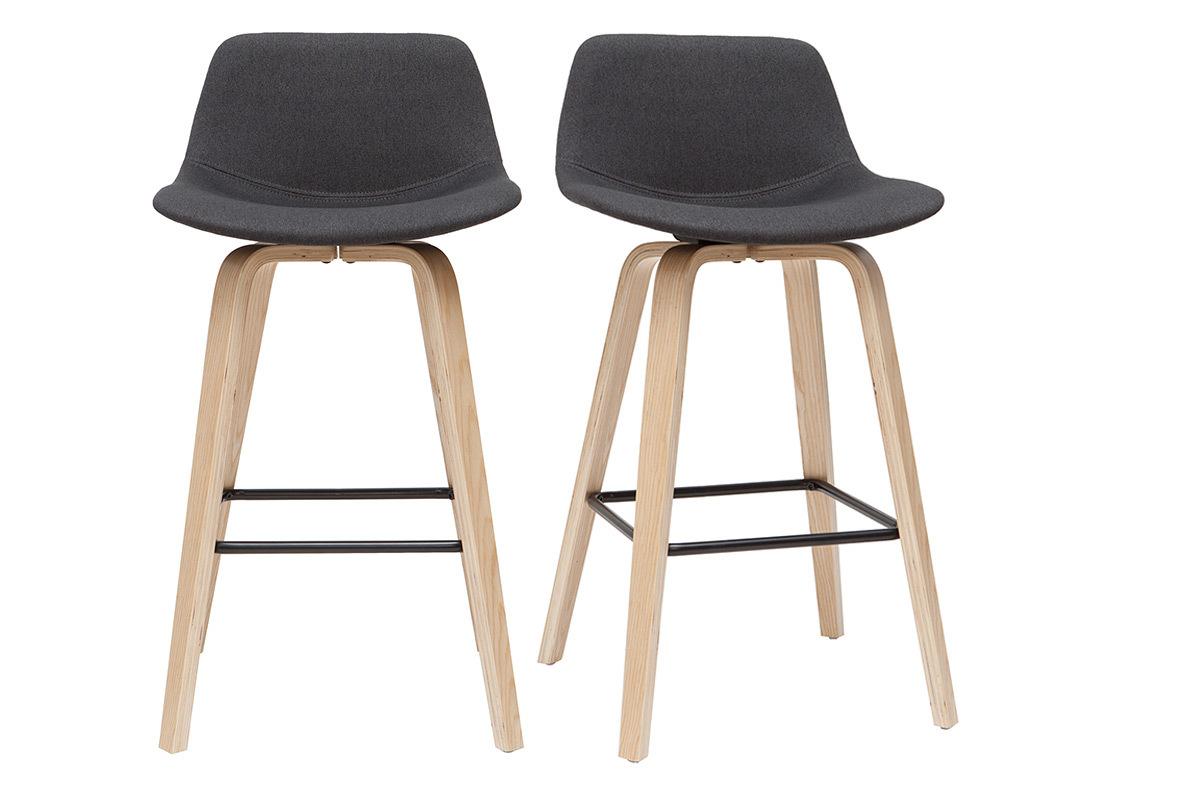 Tabourets de bar scandinaves gris fonc� H65 cm (lot de 2) NONIE