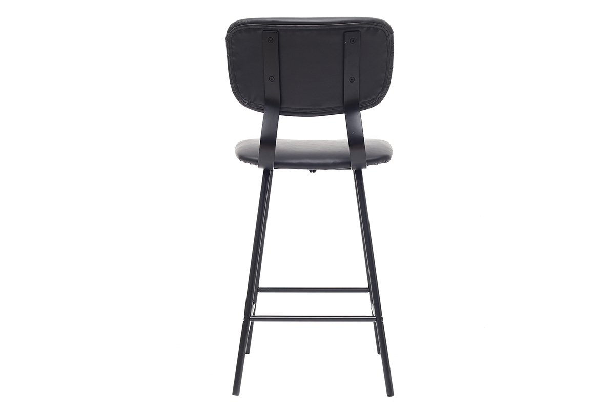 Tabourets de bar vintage noir avec pieds m�tal 65cm (lot de 2) LAB
