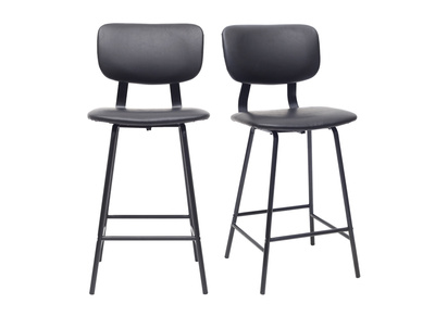 Tabourets de bar vintage noir avec pieds m&eacute;tal 65cm (lot de 2) LAB
